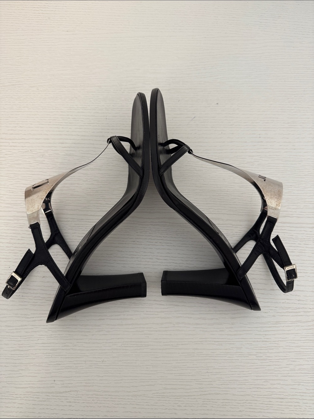 Dior Vintage Archival 2003 Galliano EU 38 Noir Black Leather Thong Heel Sandals - Picture 4 of 5